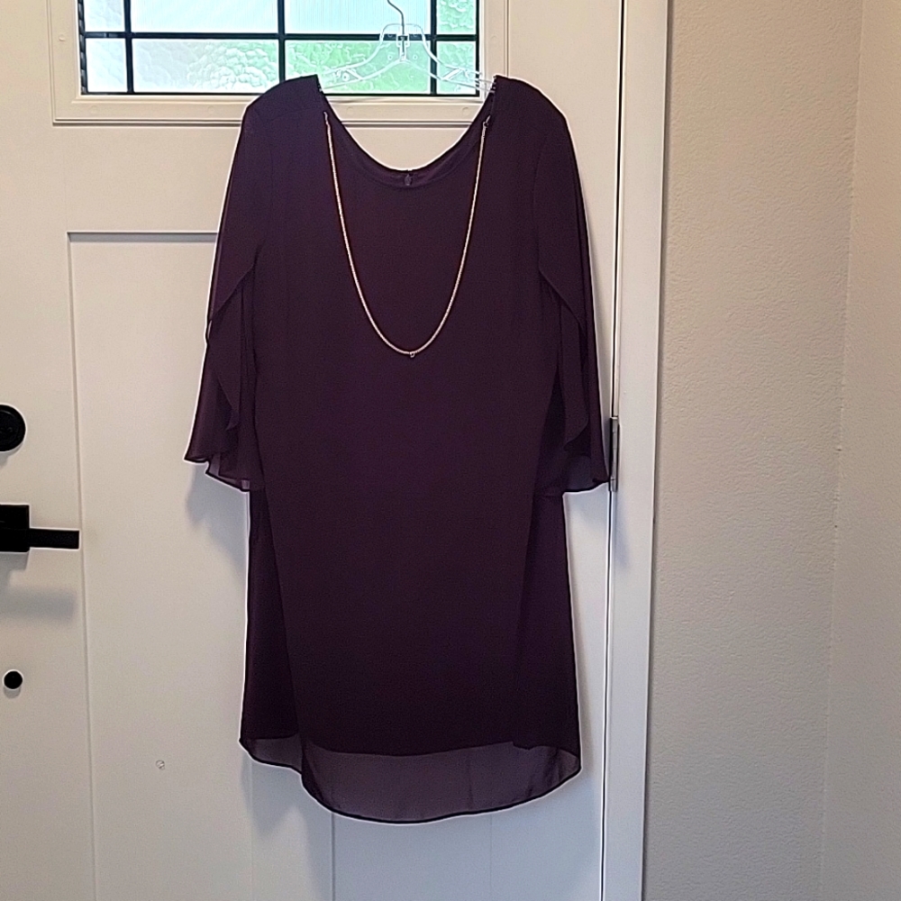 Purple butterfly sleeved dress